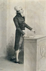 Maximilien de Robespierre (1758-94) orando, grabado por Stephane Pannemaker (1847-1930)